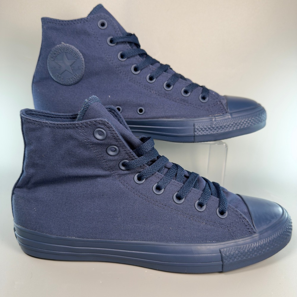 Converse Chuck Taylor All Star Mens 9 High Sneaker Triple Navy Blue Lace Up Shoe